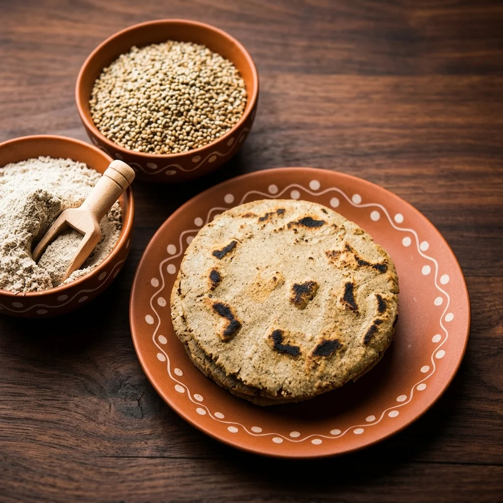 Bajra Roti pearl millet flatbread at Vinni's by Vinayak Winnipeg — traditional Gujarati gluten-free vegan flatbread